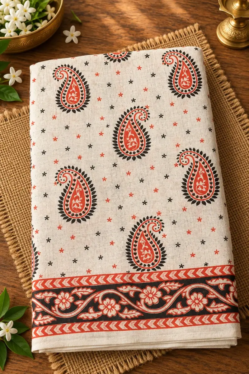 Kalamkari Cotton Lungis – Paisley and Star