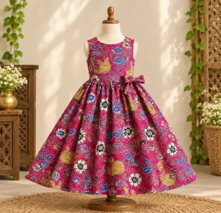 Traditional Kalamkari Cotton Fabric – Pink Bird and Floral — photo 2