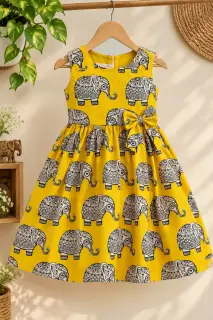 Traditional Kalamkari Cotton Fabric – Yellow Elephant — photo 2