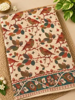 Kalamkari Cotton Saree – Birds on Branches Design — photo 1